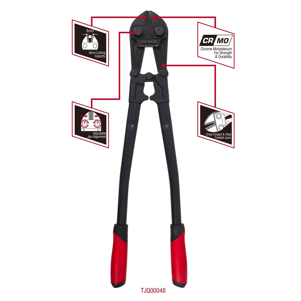 Trojan Bolt Cutters - 600mm - Adjustable Jaw Alignment - Red and Black - SuperSaverAU - view 3