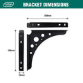 Carinya Black Euro Bracket 200x200mm Powder Coated Steel Durable - SuperSaverAU - view 4
