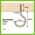 Everhang Cup Hooks - 21mm - Brass Plated - 4 Pack - SuperSaverAU - view 4