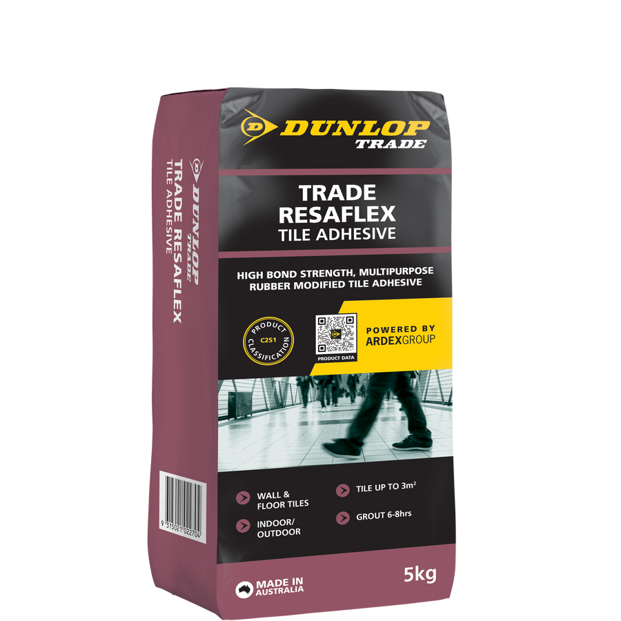 Dunlop Trade 5kg Resaflex Rubber Modified Tile Adhesive - Indoor/Outdoor