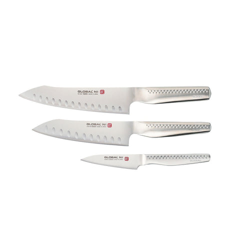 Global Ni 3 Piece Kitchen Knife Set - Oriental Cook's, Vegetable and Paring Knives, Stainless Steel - 79844