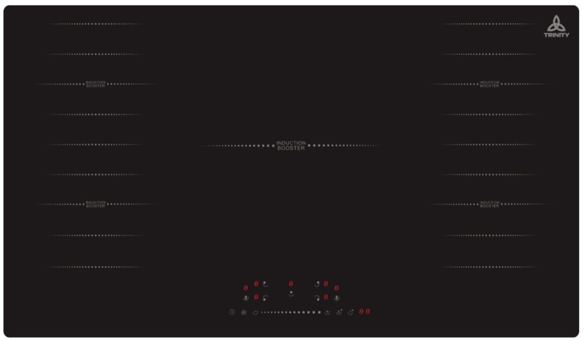 Trinity 90cm 5 Zone Touch Control Induction Cooktop - Black Ceramic Glass, 9 Power Levels, Booster - TRI905