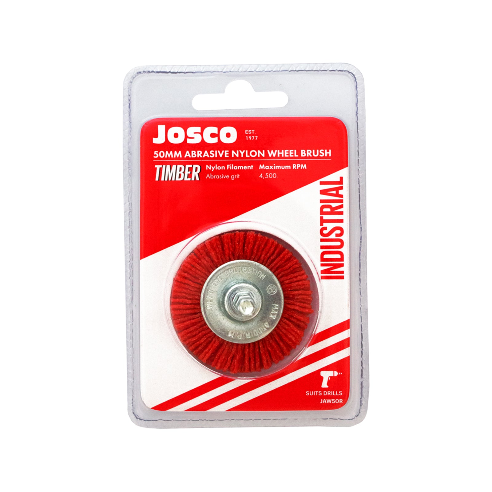 Josco 50mm Red Abrasive Nylon Wheel Brush for Angle Grinders
