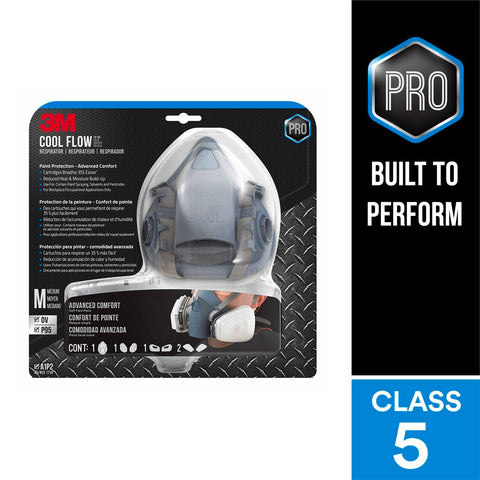 3M Professional Painters Reusable Respirator, Cool Flow Valve, Silicone Facepiece, Adjustable