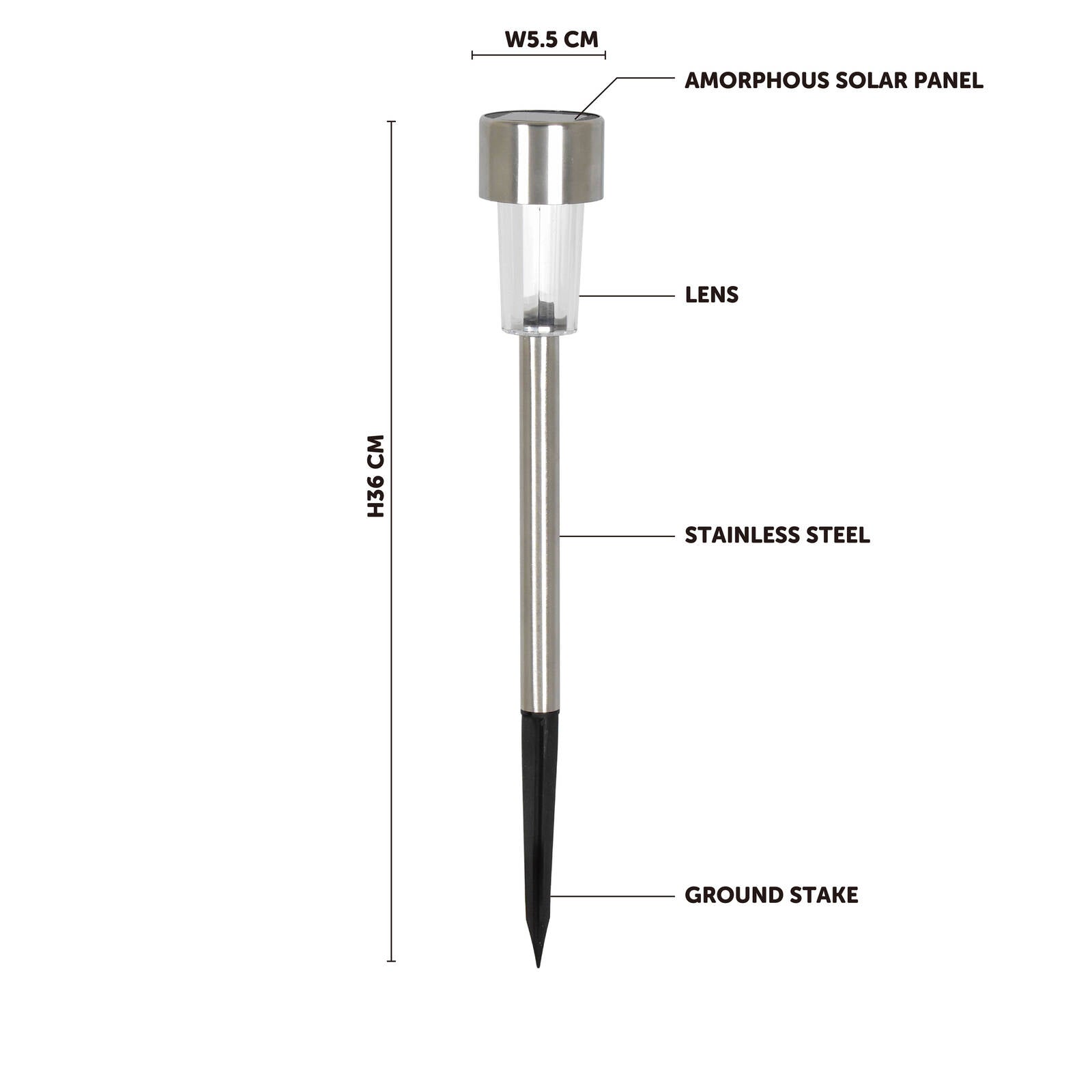 Click Solar LED Garden Light - Stainless Steel & Plastic - Outdoor