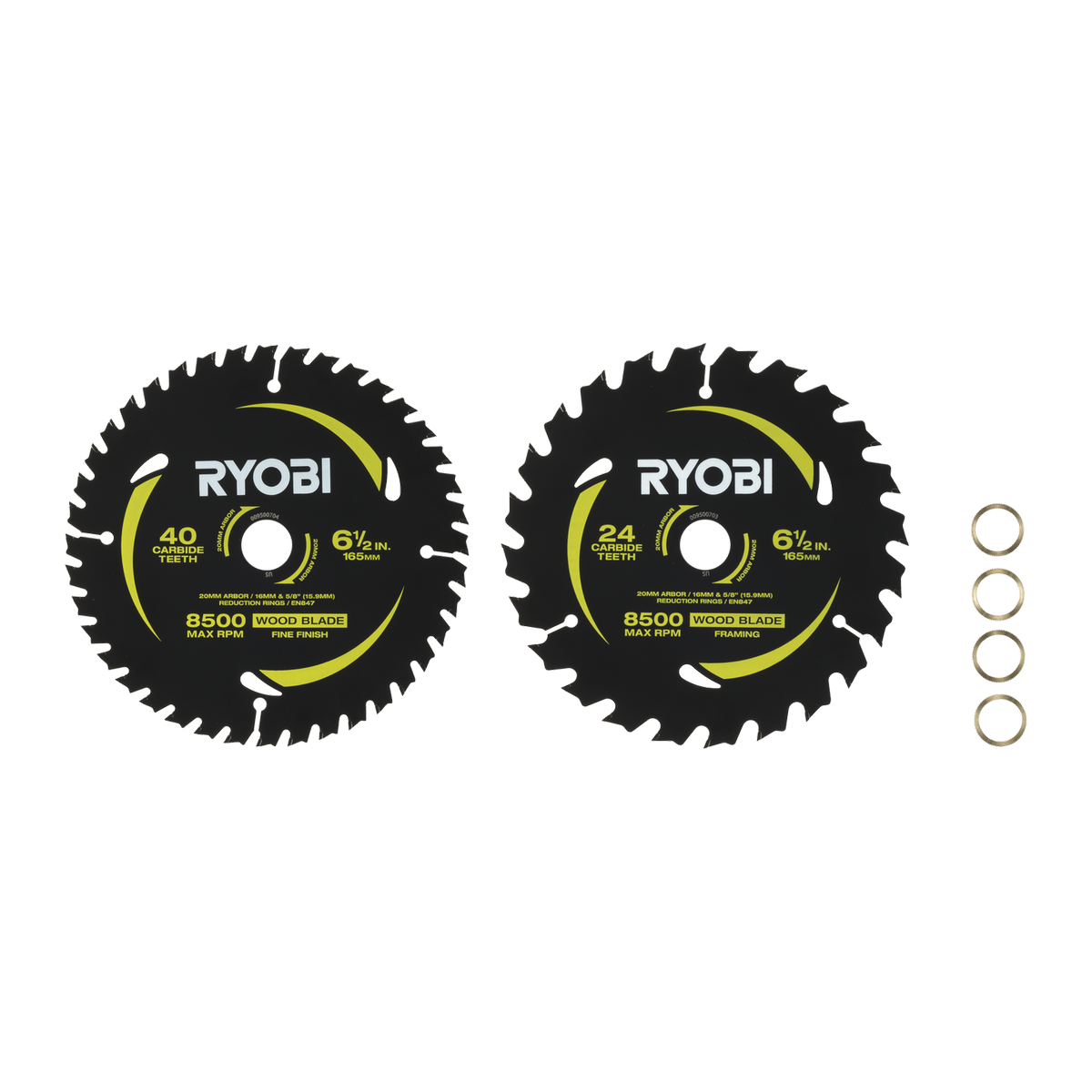 Ryobi Circular Saw Blade 2 Pack - 165mm 24T & 40T - Quick Cuts & Fine Finishes