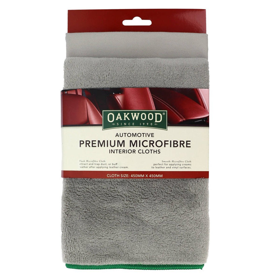 Oakwood Premium Auto Interior Cloth 2 Pack - 450mm x 450mm - Microfibre - SuperSaverAU - view 1