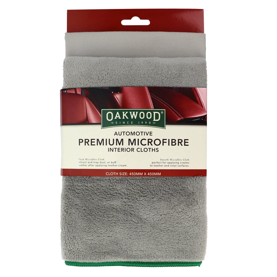 Oakwood 450 x 450mm Premium Microfibre Auto Interior Cloth 2 Pack