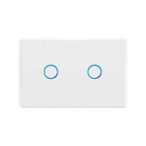 Deta Touch Activated Light Switch - 2 Gang - Polycarbonate - Gloss White - SuperSaverAU - view 1