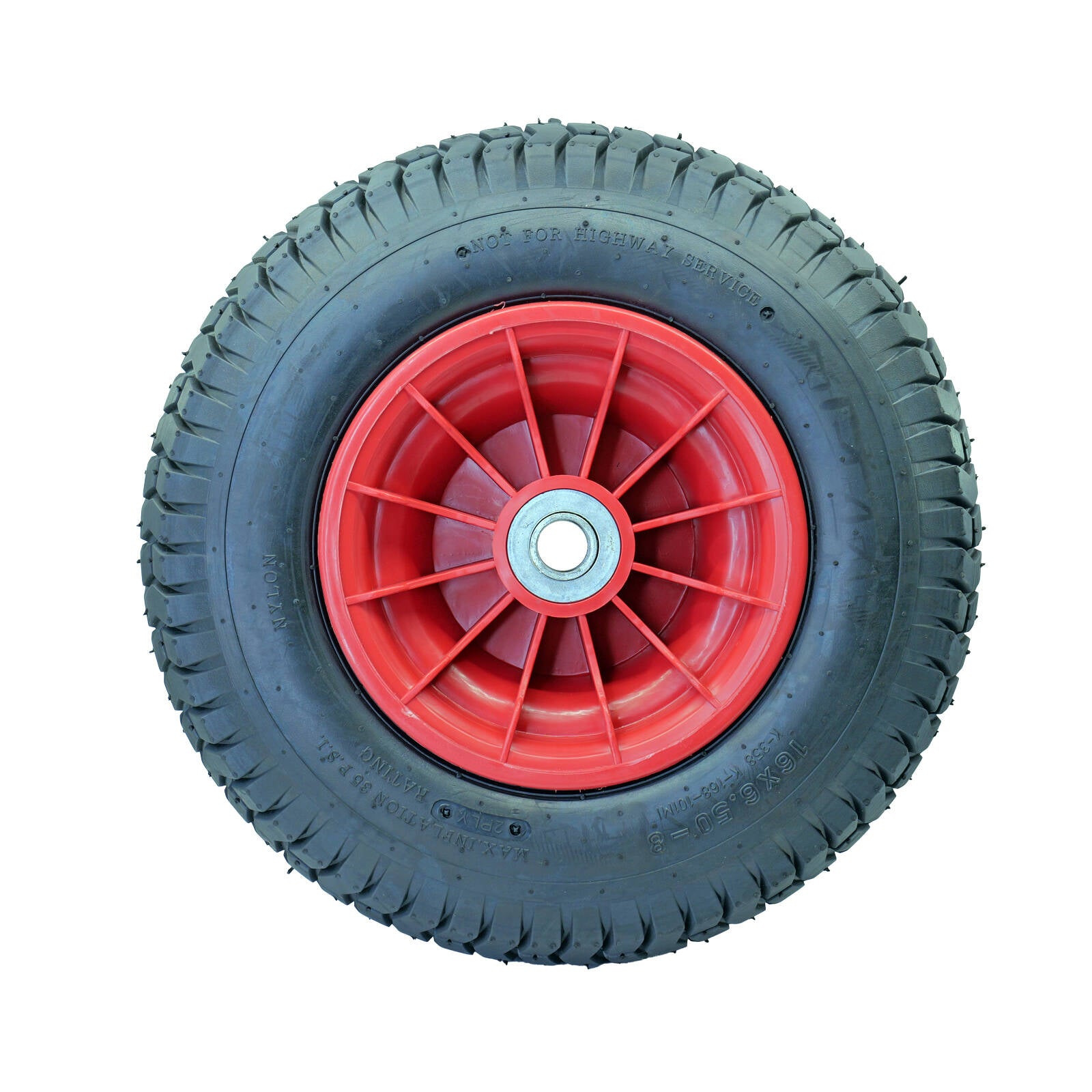 Easyroll 6.5 x 8" Pneumatic Nylon Wheelbarrow Wheel, 1" Axle, 180kg
