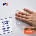 Permastik Large Clear Plastic Adhesive Urban Hooks 4 Pack Removable