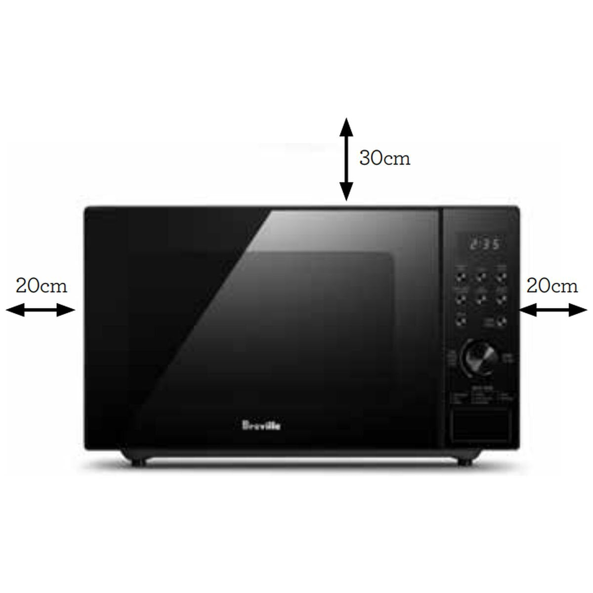Breville 20L Silhouette Flatbed Compact Microwave - 800W, Black, 8 Auto Menus - LMO420BLK