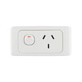 DETA Narrow Single Power Point White Polycarbonate 10A 250V Space Saving