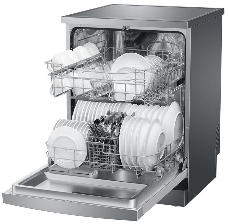 Haier 60cm Freestanding Auto Wash Dishwasher - 13 Place Settings - Silver - Soft Touch Controls - HDW13V1S1