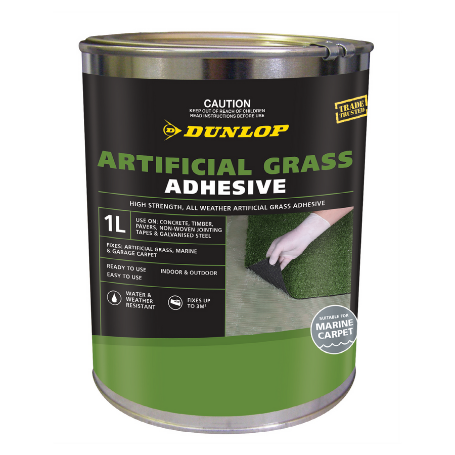 Dunlop 1L Artificial Grass Adhesive, Weather & UV Resistant Indoor/Outdoor