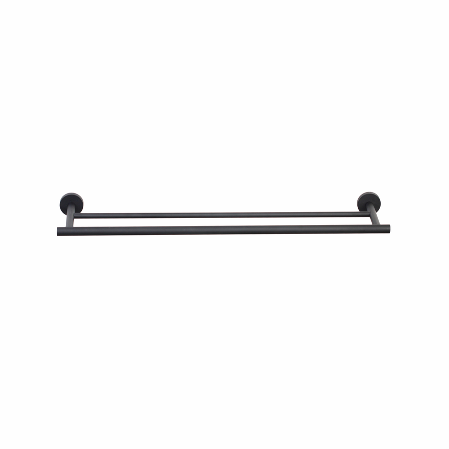 Barelli Toscana 60cm Matte Black Double Towel Bar Stainless Steel