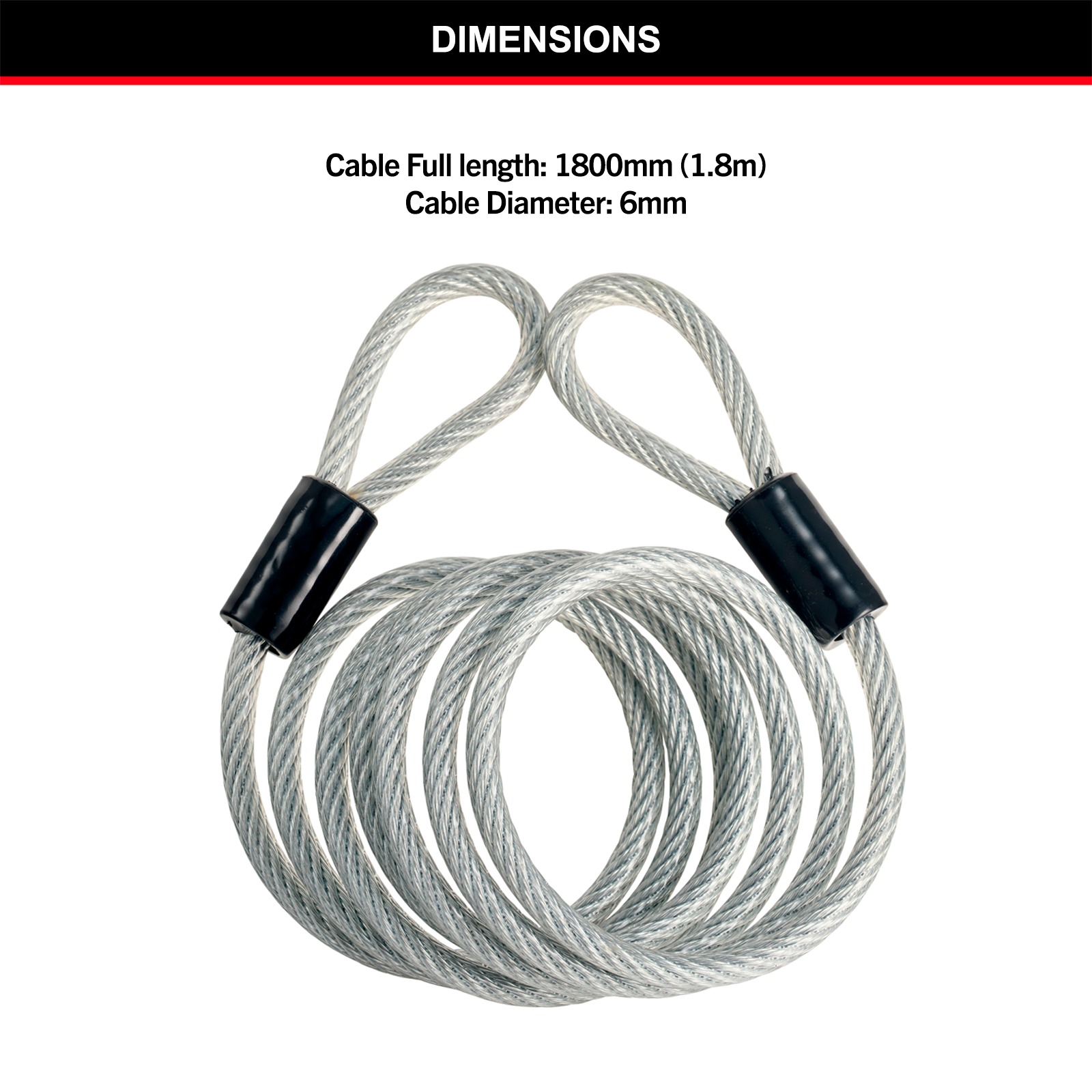 Master Lock 6mm x 1.8m Looped Self-Coiling Cable, Vinyl-Coated Braided Steel