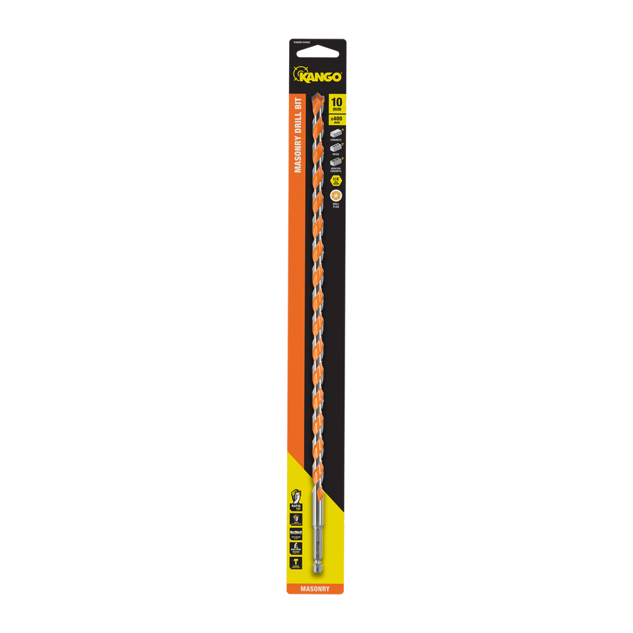 Kango 10 x 400mm Masonry Drill Bit - Durable Carbide Rapid Tip - ¼” Hex Shank - SuperSaverAU - view 1