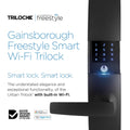 Gainsborough Freestyle Wifi Smart Lock Trilock - Matte Black - 68mm x 238mm - Concealed Keypad - App Control - SuperSaverAU - view 2