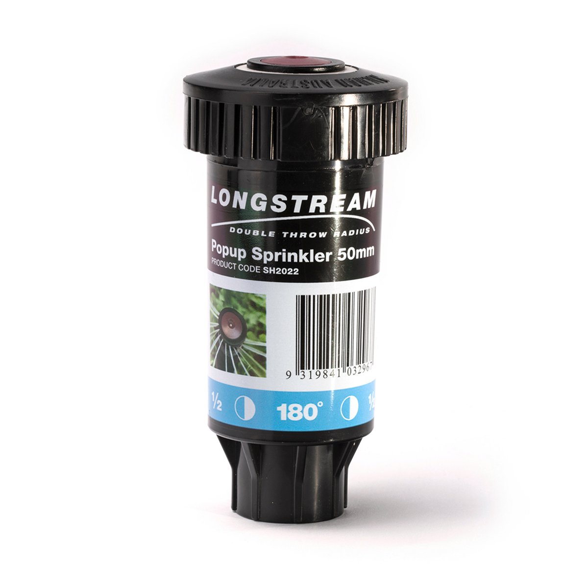 Holman 50mm Longstream Rotating Pop Up Sprinkler - 1/2 Circle - Black/Red - SuperSaverAU - view 2