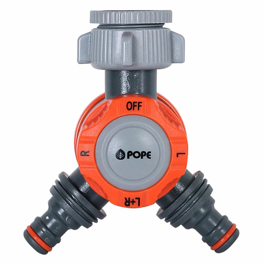 Pope Snap on Ez Dial 2 Way Tap Adaptor - Dual Outlet - 20mm/25mm - Grey/Orange - SuperSaverAU - view 1