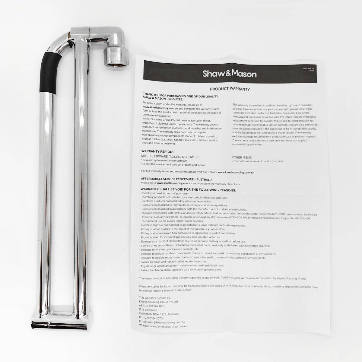 Shaw Mason Chrome Swivel Laundry Arm 600mm - Durable Brass Construction - SuperSaverAU - view 3