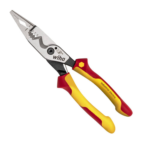 Wiha 8 in 1 Multifunction Pliers, Steel, with Built-In Cutter and Pointed Nose