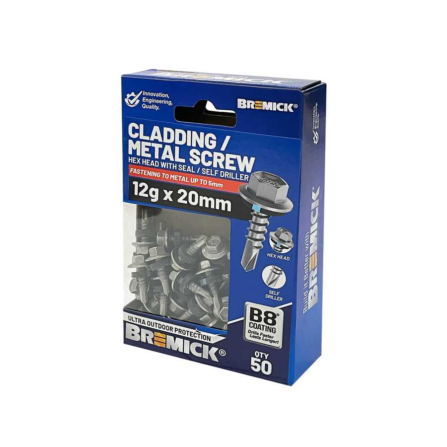 Bremick 12g x 20mm B8 Metal Hex Screw - 50 Pack - Corrosion Resistant - SuperSaverAU - view 1