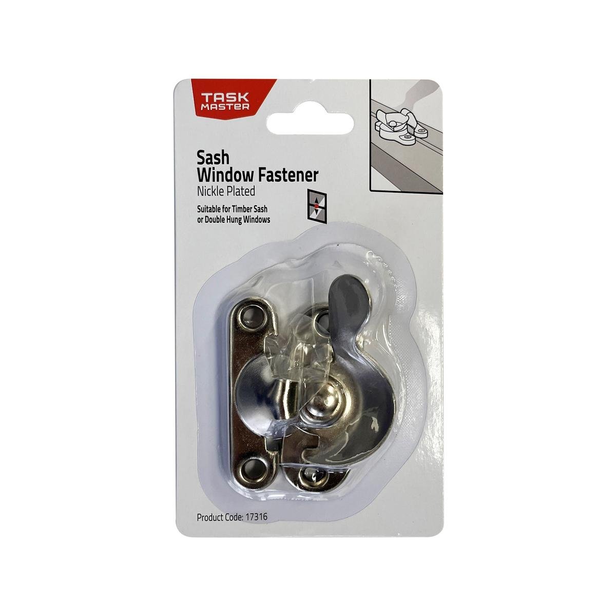 Taskmaster Window Sash Fastener - Nickel Plated - 45mm x 23mm x 75mm - Durable - SuperSaverAU - view 1