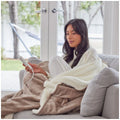 HoMedics Heated Throw Blanket 130x180cm - Fast Six-Minute Heat-Up, Soft-Touch Fabric, Cream - HTB-1000CE-AU
