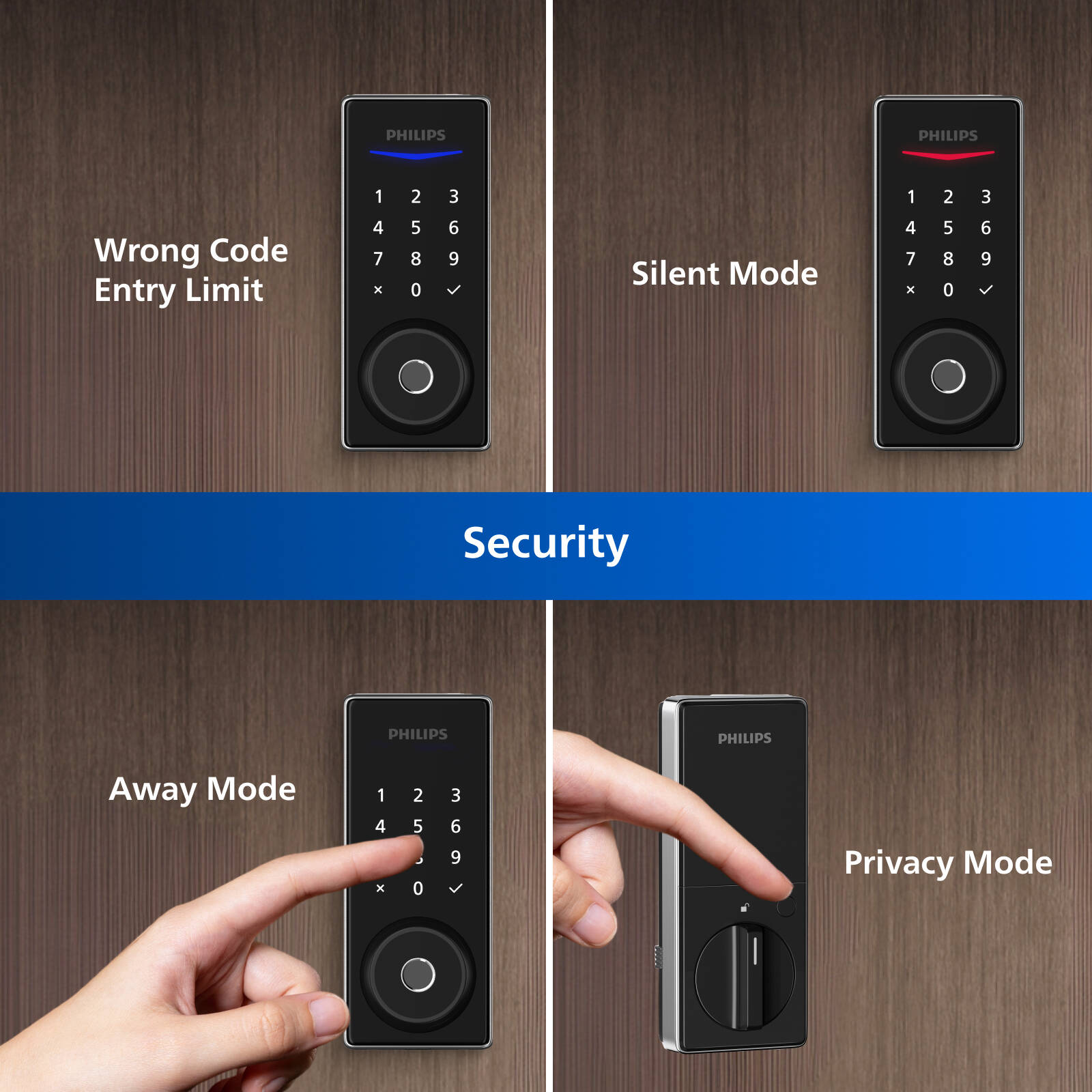 Philips EasyKey Black Fingerprint Deadbolt Door Lock with Mechanical Key DDL210S-1H