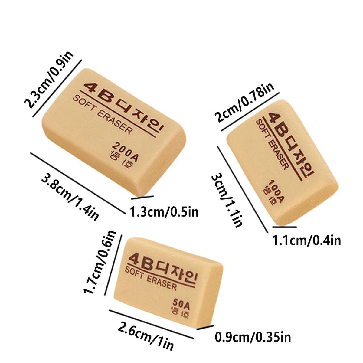 4B Soft Art Eraser Assorted Set for Exams and Drawing - 50A, 100A and 200A, Pack of 330 - view 4