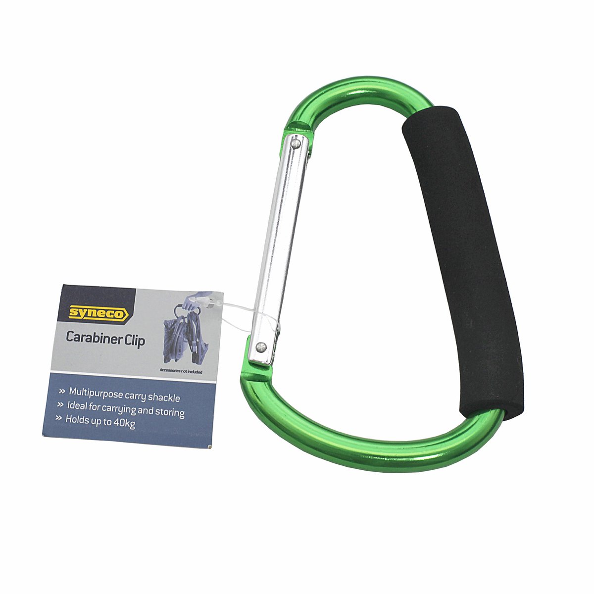 Syneco Aluminium Carabiner Clip 10 x 16 x 1cm No-Slip EVA Cover - SuperSaverAU - view 3