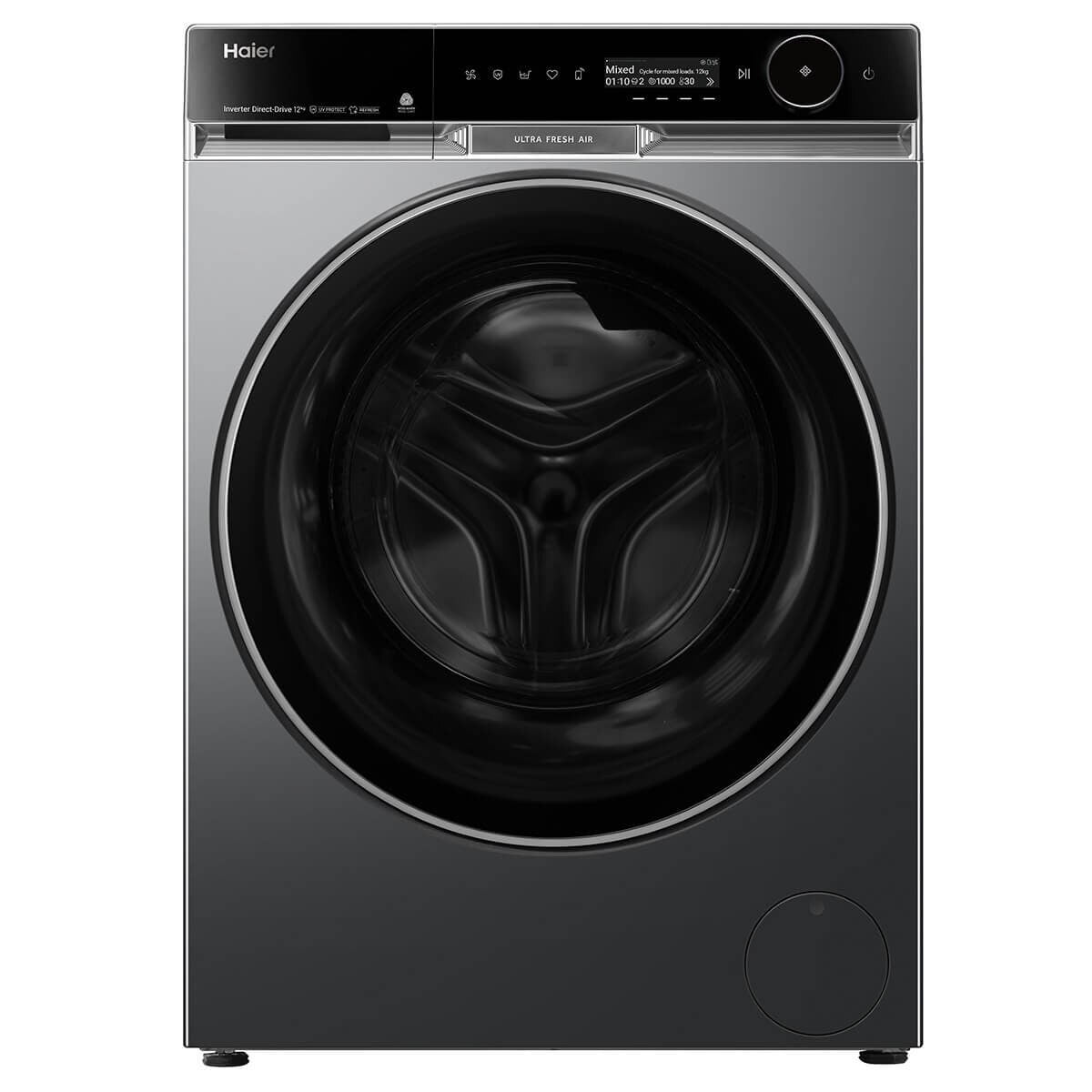 Haier 600 Series 12kg Front Loader - Black, UV Protect, Ultra Fresh Air, 5 Star Energy - HWF12PXB1