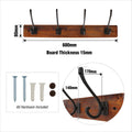 Adoored 4 Hook Rustic Board Deco Hook Rack 600mm - Black - Easy Install - SuperSaverAU - view 4