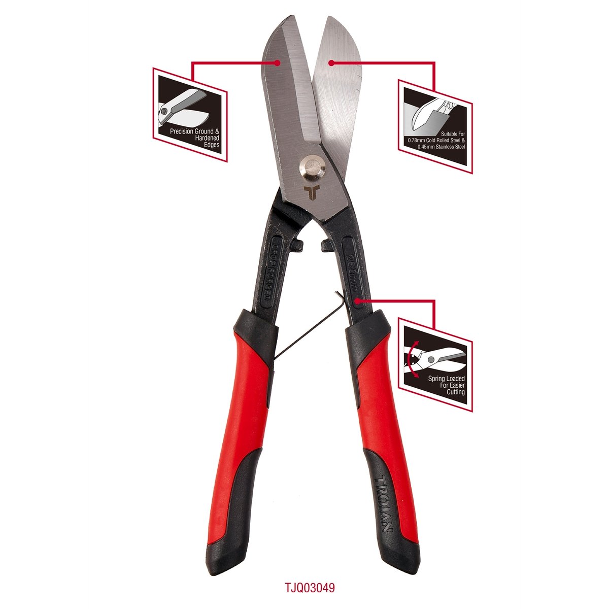 Trojan Tin Snips - 250mm - Steel - Spring Loaded Jaws - SuperSaverAU - view 3