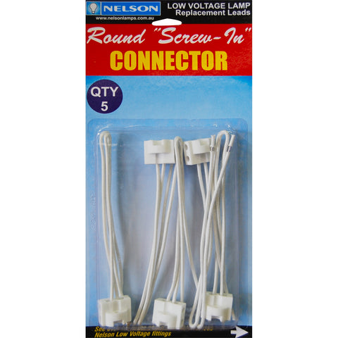 HPM MR16 Low Voltage Round Lamp Socket Replacement Connectors, GX5.3, 5 Pack, White MAGX5R5P