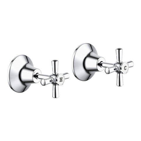 Estilo Chrome Jumper Valve Brass Wall Top Assembly Set - Cross Handles