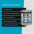 White Knight Rust Guard 1L Neutral Gloss Epoxy Enamel Paint, Solvent-Based, One-Step for Metal Surfaces