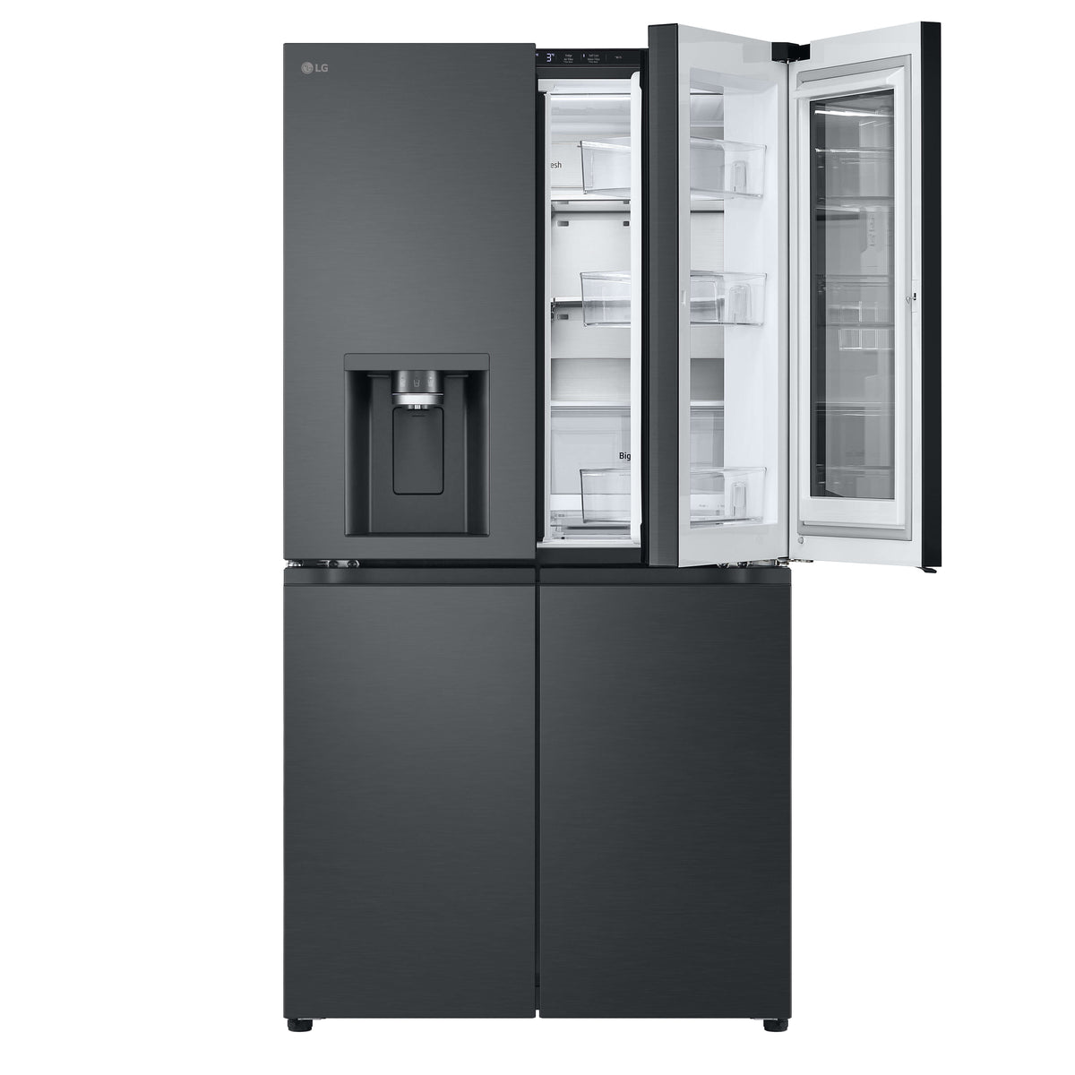 LG 847L InstaView French Door Fridge - Matte Black, Craft Ice Maker, Wi-Fi - GF-V900MBLC