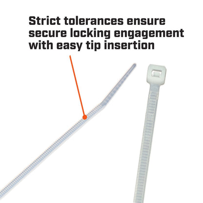 Crescent Natural Cable Ties 150 x 3.6mm Nylon 100 Pack Extra Strength