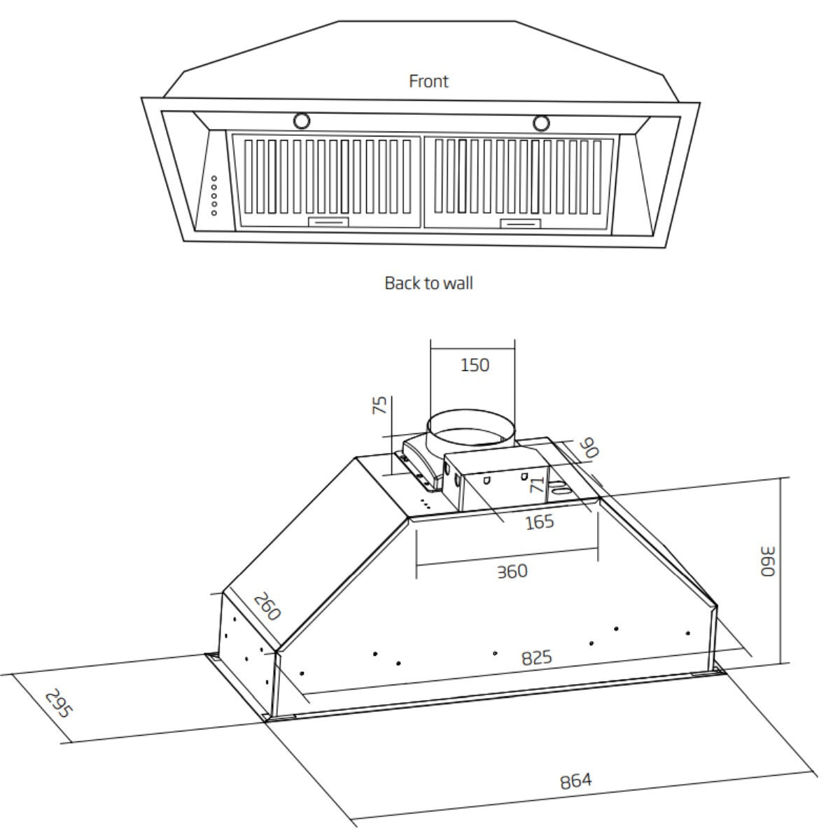 Schweigen 90cm Stainless Steel Undermount Rangehood - Push Button Controls, 1080m³/h - WINU-9