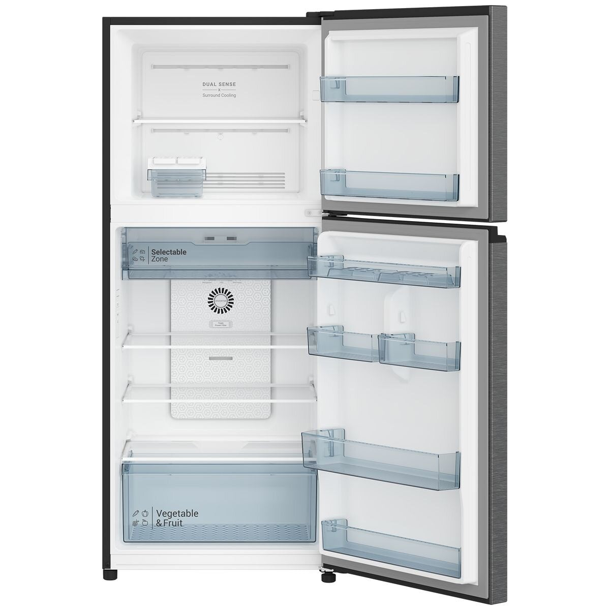 Hitachi 344L Top Mount Fridge - Elegant Inox Silver - Dual Sense Surround Cooling - 4.5 Star - HRTN6379SXAU