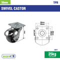 Easyroll 38mm 25kg Swivel Plate TPR Ball Wheel Castor Grey Indoor