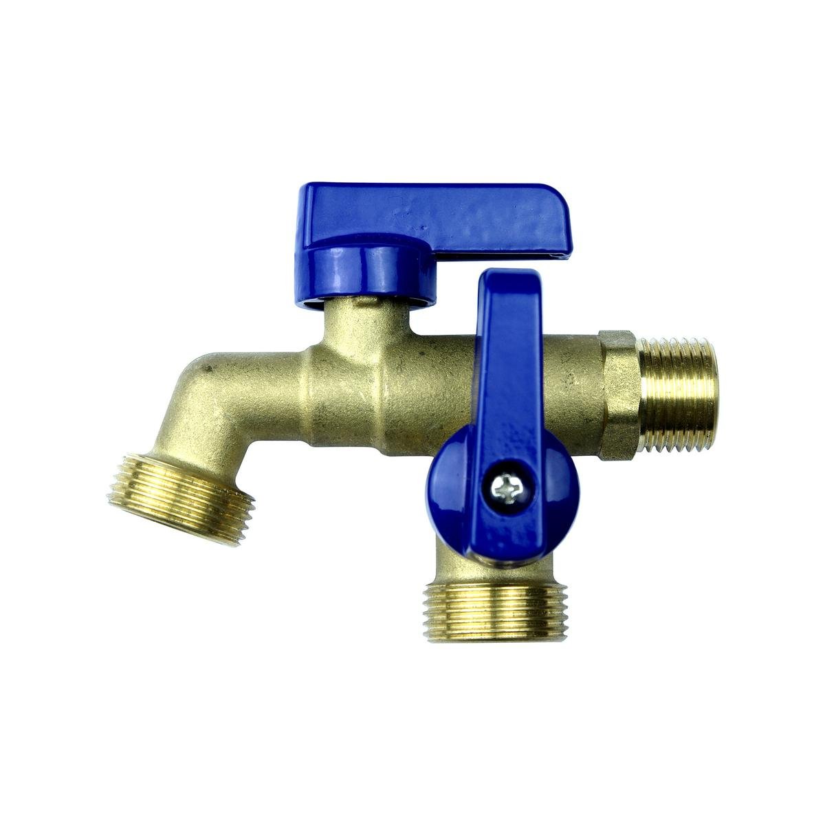 Brasshards Dual Mi Hose Tap 15mm Lead Free - Dual Outlets - Brass - SuperSaverAU - view 1