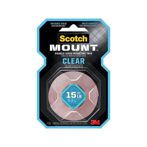 Scotch Clear Double-Sided Mounting Tape 2.54cm x 1.52m Invisible Hold - SuperSaverAU - view 1
