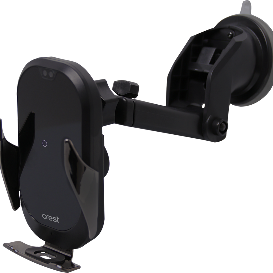 Crest Qi Wireless Car Charger Window Mount - 15W Fast Charging - Black - SuperSaverAU - view 1