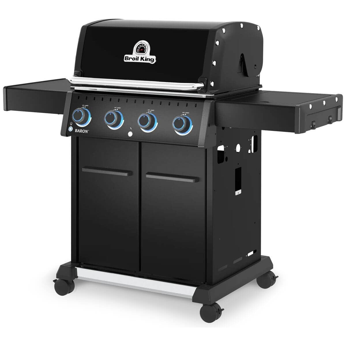Broil King Baron 420 Pro Shadow 4 Burner Gas BBQ - Freestanding, Black, Electronic Ignition - 674153AU