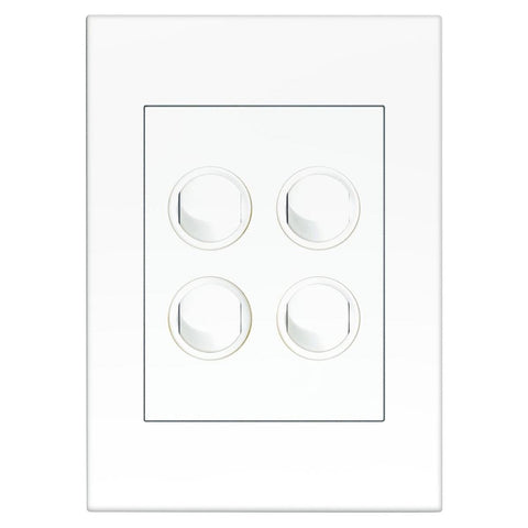 HPM Vivo 4 Gang Wall Switch - 85mm x 118mm - White - Reliable Indoor Use - SuperSaverAU - view 1