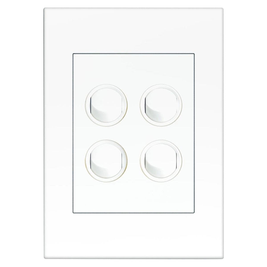 HPM Vivo 4 Gang Wall Switch - 85mm x 118mm - White - Reliable Indoor Use - SuperSaverAU - view 1